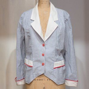 Vintage Candy Striper Baby Blue and Crimson Blazer